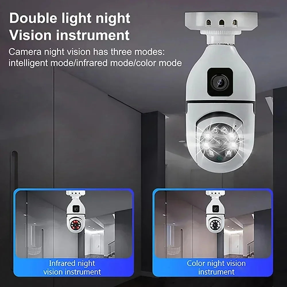 8MP WiFi IP Camera E27 Bulb Cam Wireless Baby Monitor Pet Cameras 5MP SmartLife Indoor AI Tracking Security Video Surveillance