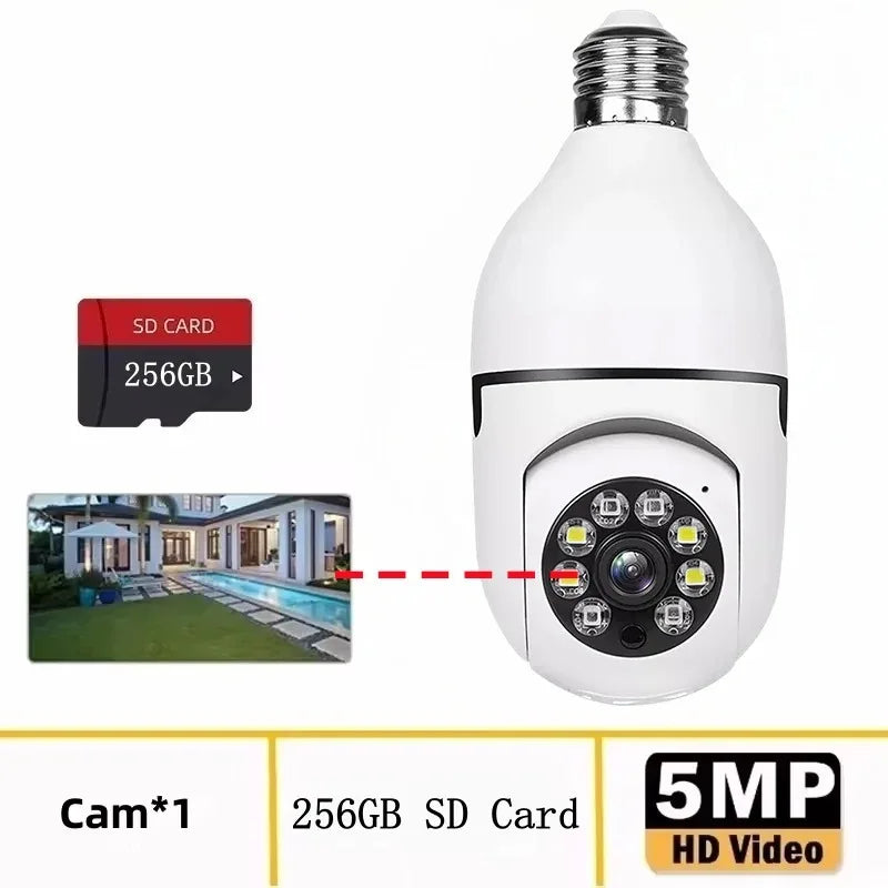 8MP WiFi IP Camera E27 Bulb Cam Wireless Baby Monitor Pet Cameras 5MP SmartLife Indoor AI Tracking Security Video Surveillance