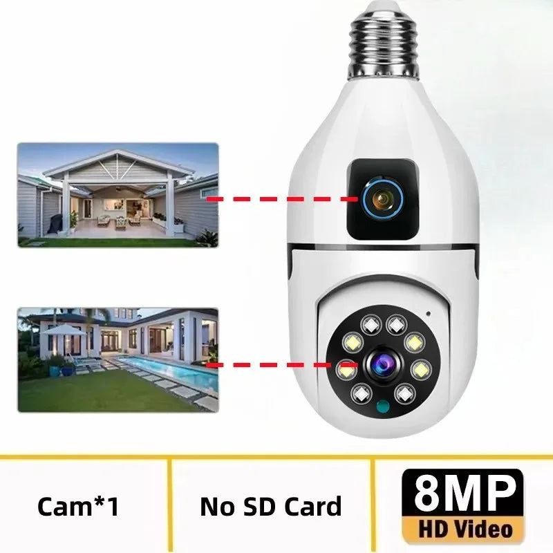 8MP WiFi IP Camera E27 Bulb Cam Wireless Baby Monitor Pet Cameras 5MP SmartLife Indoor AI Tracking Security Video Surveillance